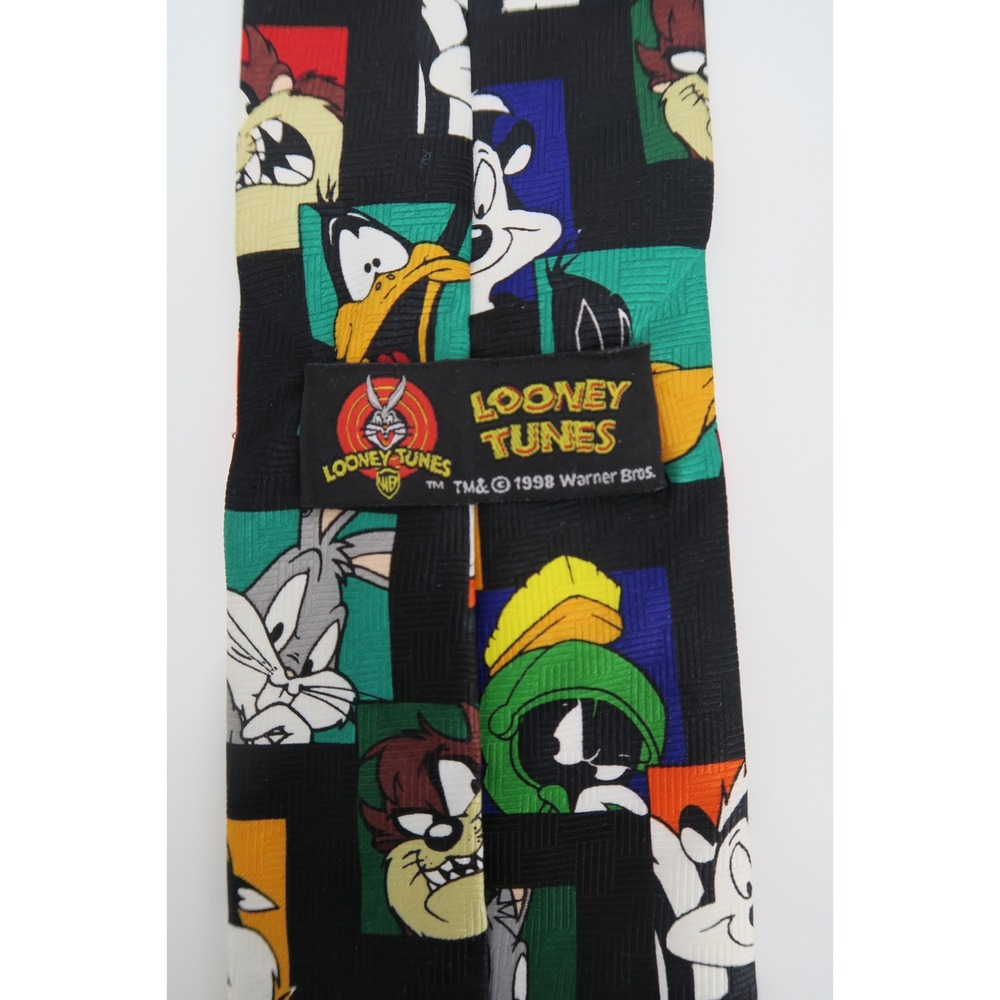 1998 Looney Tunes Characters Black Polyester Necktie Men's Fun Novelty - Picture 5 of 6